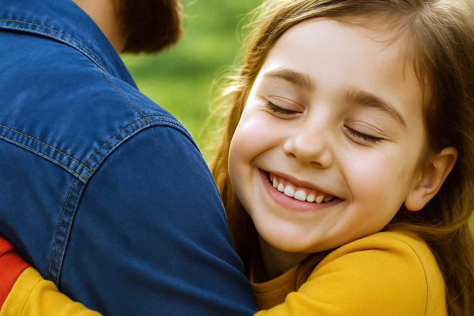 Young girl hugging her dad
